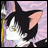 Pixelated anime-style cat face with black and white fur, pink inner ears, and a yellow eye, next to text reading 'Anime IM' and 'com' on a black background.