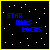 Blue pixelated text reads 'STAR WARS ROCKS' on a black background with white stars, framed by yellow border.
