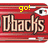 Red background with horizontal stripes, yellow 'go!' text above large beige 'Dbacks' lettering and a pixelated eye graphic.