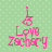 Pixelated pink text and symbol on light green background with faint square pattern.