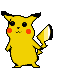 Yellow cartoon character with red cheeks and black-tipped ears holds a yellow lightning bolt-shaped object in various poses across a