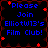 Blue text on black background with red star accents reads 'Please Join ElliotW13's Film Club!' in four identical arranged in a