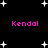 Black background with white star shapes and four instances of pink text reading 'Kendal' in pixelated font.