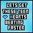 Pixelated text reads 'LETS GET THESE TEEN HEARTS BEATING FASTER' with a small blue heart symbol on light blue background.