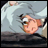 A 48x48 pixel animated buddy icon featuring a close-up of an anime character's face on the left and text elements on the right, with visible animation frames showing subtle facial expression changes.