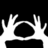 Two black-and-white hand gestures forming circular shapes with fingers, one with white hands on black background and one with black hands on white background.