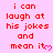 Red text on pink background reads 'i can laugh at his jokes and mean it' with a small pink heart symbol, repeated in multiple