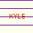 six identical orange 'KYLE' text icons on a cream background with purple horizontal lines, arranged in two of three
