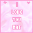 A 4x4 contact sheet of animated frames showing a pink pixel-art animation with the text "I LOVE YOU MAT" on a light pink marbled background, featuring small heart and plus symbols scattered around.