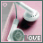 A four- shows a pixelated image of white headphones with dark ear cups against pink and gray backgrounds, each containing the word 'LOVE' in block letters