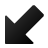 Black arrow pointing downward-left on solid light gray background, rendered with pixelated edges and gradient shading.