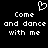 Black background with white pixelated text and a heart symbol above the text.
