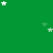 Green background with scattered white and light green stars, a gray rectangular shape in the bottom right corner.