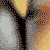 Pixelated animation frames of a character in silver and black attire with visible cleavage, transitioning to a face shot against a yellow background.