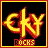 Animated contact sheet of a CKY Rocks logo with fiery yellow text on black background, framed in red and yellow borders.