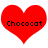 Two identical red heart shapes with black text 'Chococat' centered inside each heart on a white background.