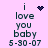 Pixelated text on light purple background with animated heart and starburst symbols replacing each other above 'i love you baby' text.