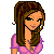 Pixel art of a female character in pink top and blue jeans with multiple poses including full-body, torso-only, head-and-shoulders views.