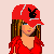A 3x3 contact sheet of an animated AIM buddy icon featuring a cartoon woman in red clothing and jeans, with text blocks reading "Girls Can Be Pimps Too" across the bottom rows.