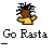 Pixelated icon shows a figure with brown skin, black spiky hair, and yellow clothing against gray background; text below reads 'Go Rasta' in block letters.
