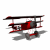 A 4-frame contact sheet of a red and black biplane icon with gray shadows, showing sequential animation frames on a transparent background.