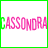 A 4x4 contact sheet of a 16-frame animated icon showing repeated text "CASSONDRAC" in pink and green with alternating letter coloring across frames.