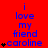 Red background with blue text reading 'i love my friend caroline' and black heart symbols appearing in sequence across three