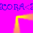 A static image with a bright pink background, blue text repeating "SCORA<SCORA<", and a yellow rectangular outline with rounded corners.
