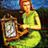A pixelated image of a woman in a green dress holding a framed clock against a blue sky and dark green background, with blue text reading "Brain Smart" and "Book Smart" on a yellow background.