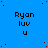 Blue background with red dots, repeated text 'Ryan luv u' in black pixelated font across three