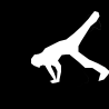 White silhouette figures in various breakdance poses on a black background, arranged in five of five