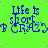 Green background with blue text reading "Life is short..." and "FRANKZ" in stylized font, scattered pink dots, and a gray rectangle in bottom-right corner.