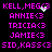 Pixelated text list with pink names on black background, showing animation of white sparkles near 'KELL,MEG<3' in