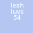 Light blue background with white pixelated text reading 'leah luv's 54' in three centered lines.