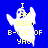 Pixelated ghost icon with yellow text on blue background, showing three variations of the same design.