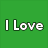 Green background displays "I Love YOU!" text above three of heart symbols and a pixelated character image
