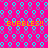 A static image with a bright pink background patterned by cyan and purple circular shapes, featuring four instances of the text "BUBBLE5!!" in orange pixelated font.