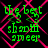 Green pixelated text reading 'the best shawn meier' over a black background with pink diamond-shaped lines, repeated in four quadrants.