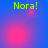 Four- shows 'Nora!' text above pink circular light effects on blue-purple gradient background with dotted lines connecting elements