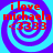 Four identical display red text over a blue-purple spiral background with no visible animation changes