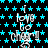 Black background with repeating cyan star pattern; white text "I love to cheer!" in three with a small white figure below the text, all in a