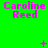 Green background with pink text 'Caroline Reed' in three , each containing three identical text blocks with varying pixelated symbols above the text