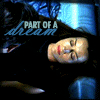 four identical shows a person with long dark hair against a blue background, with text reading "PART OF A DREAM" overlaid in light blue