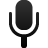 Black wireframe microphone icon with rounded top and curved base on light gray background