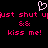 Pixelated pink text and symbols on black background with a white heart outline above the text.
