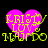 Four identical pink heart-shaped icons with yellow text reading 'KRISTY LUVS NARUTO' on a black background, arranged in a