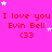 A static image with a bright pink background featuring repeated text "I love you" and "Evin Bell" in red, accompanied by white stars and heart symbols.