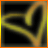 A static pixelated image with a black central area surrounded by yellow and orange gradient borders, featuring blurred diagonal lines of varying brightness.