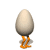 Animated egg-shaped figure with orange legs walking in a of three and three