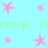 Light blue background with pink star shapes and green text reading "Kristyn x3Kristyn x3" in two